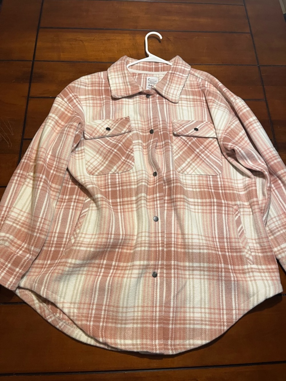 Plaid Shacket Jacket in Blush and Cream